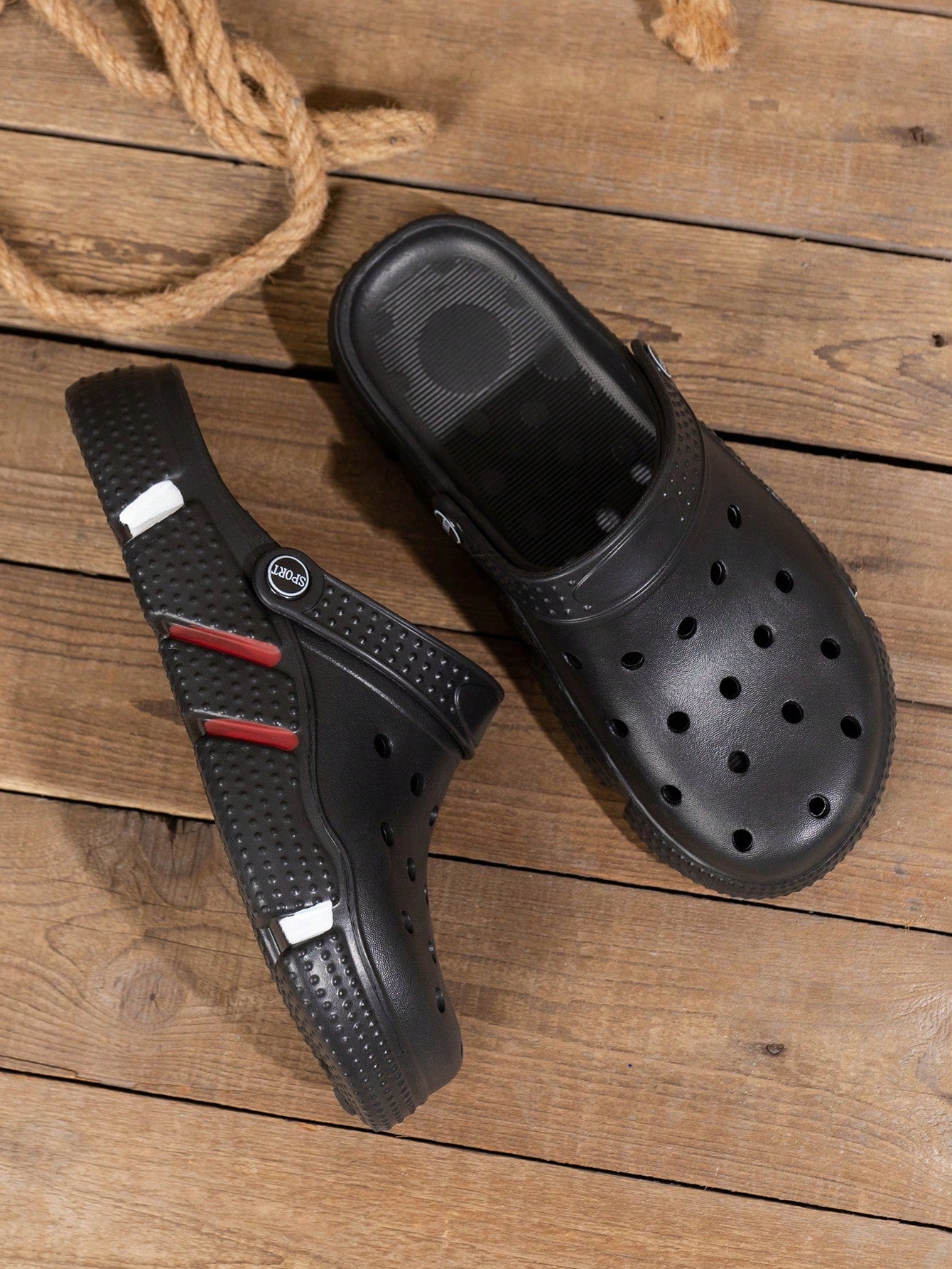 Men'S Trendy Hollow Out Solid Wood Bottom Sandals, Comfortable Anti-Slip Breathable Casual Eva Slippers, Suitable for Outdoor Activities