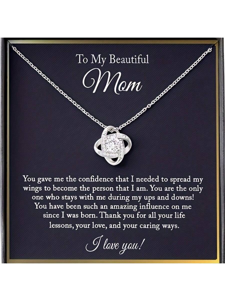 To Beautiful Mom Love Knot Necklace,Card&Box Gifts,Mother'S Day Gift