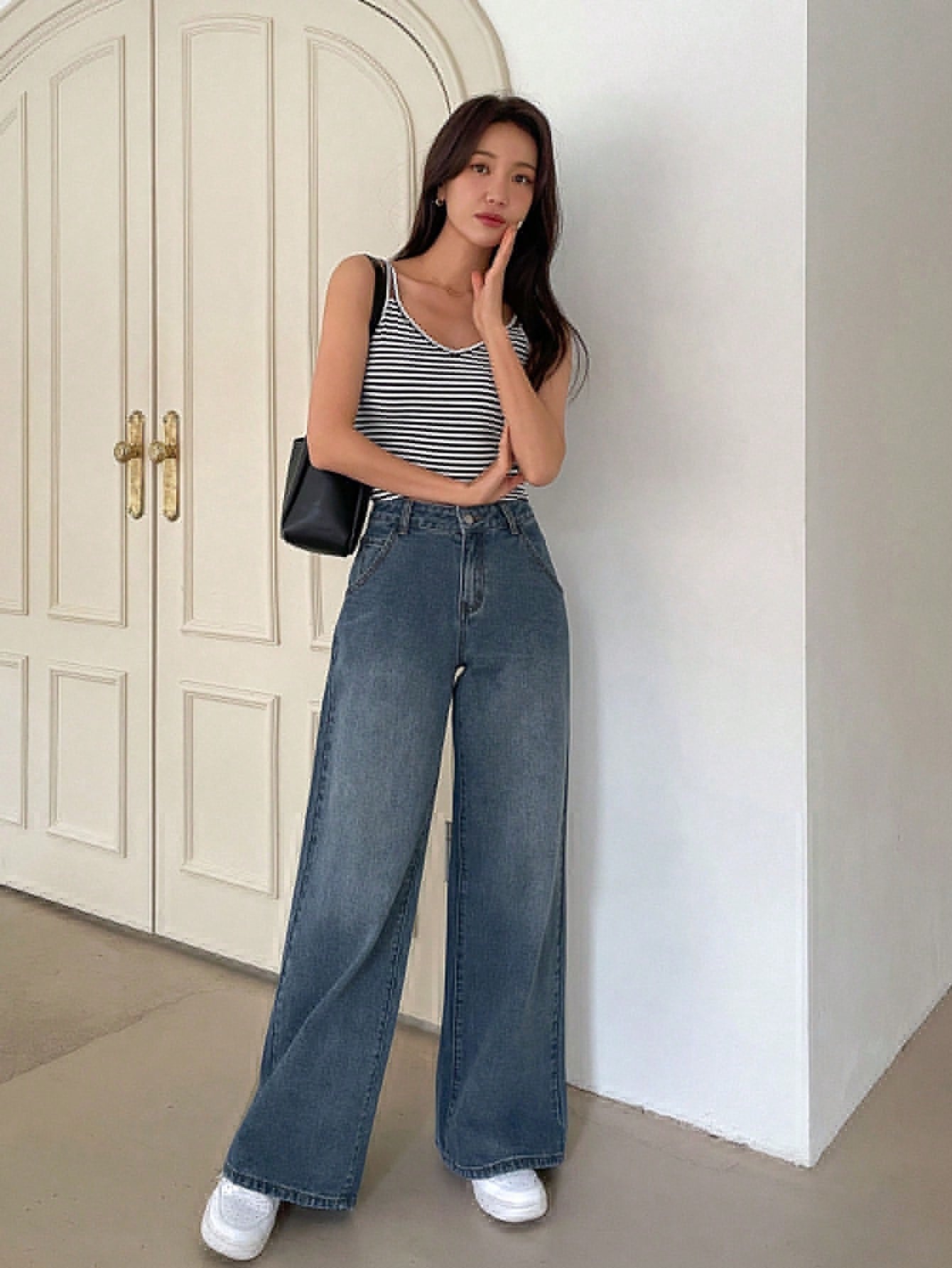 DAZY High Waist Slant Pocket Wide Leg Jeans