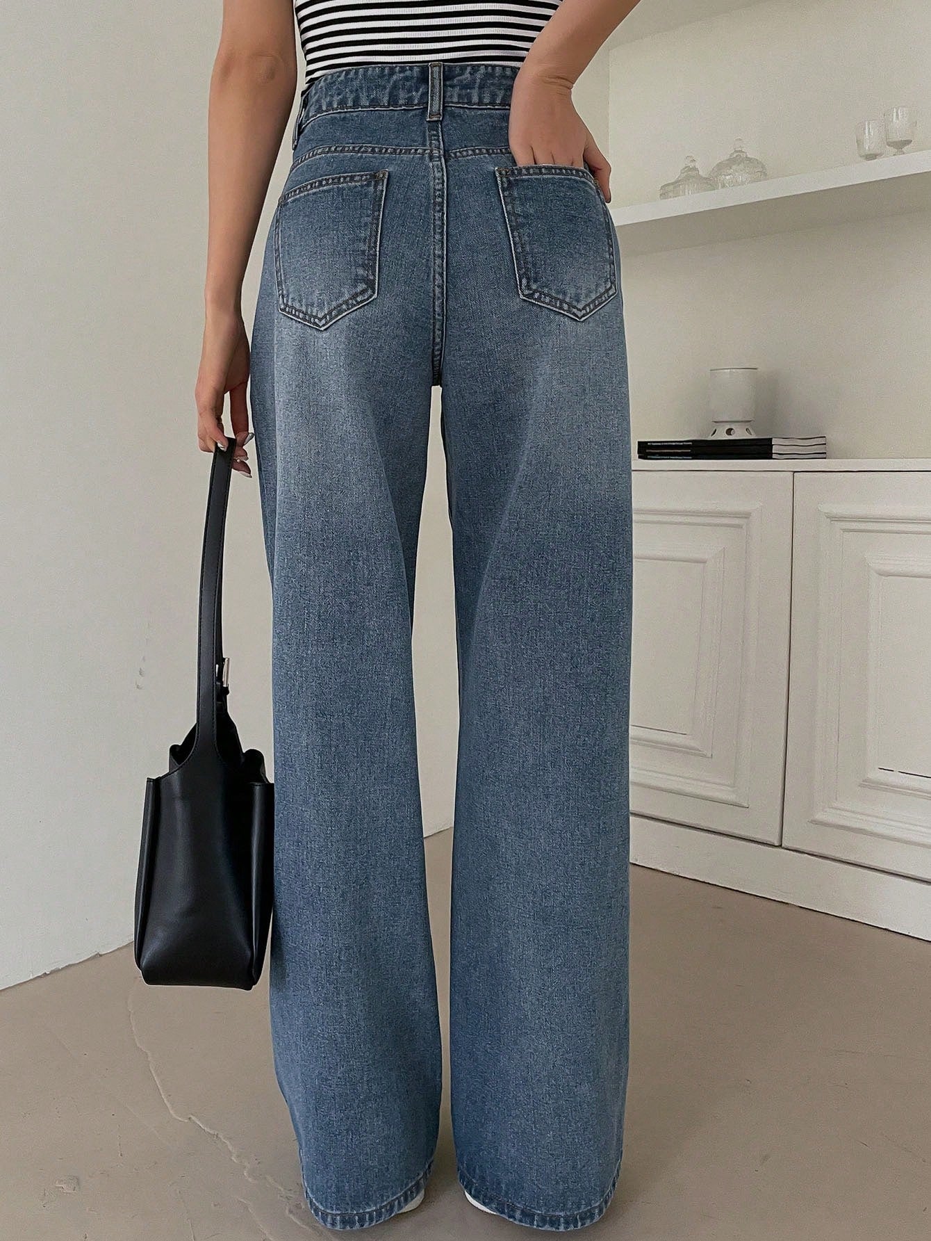 DAZY High Waist Slant Pocket Wide Leg Jeans