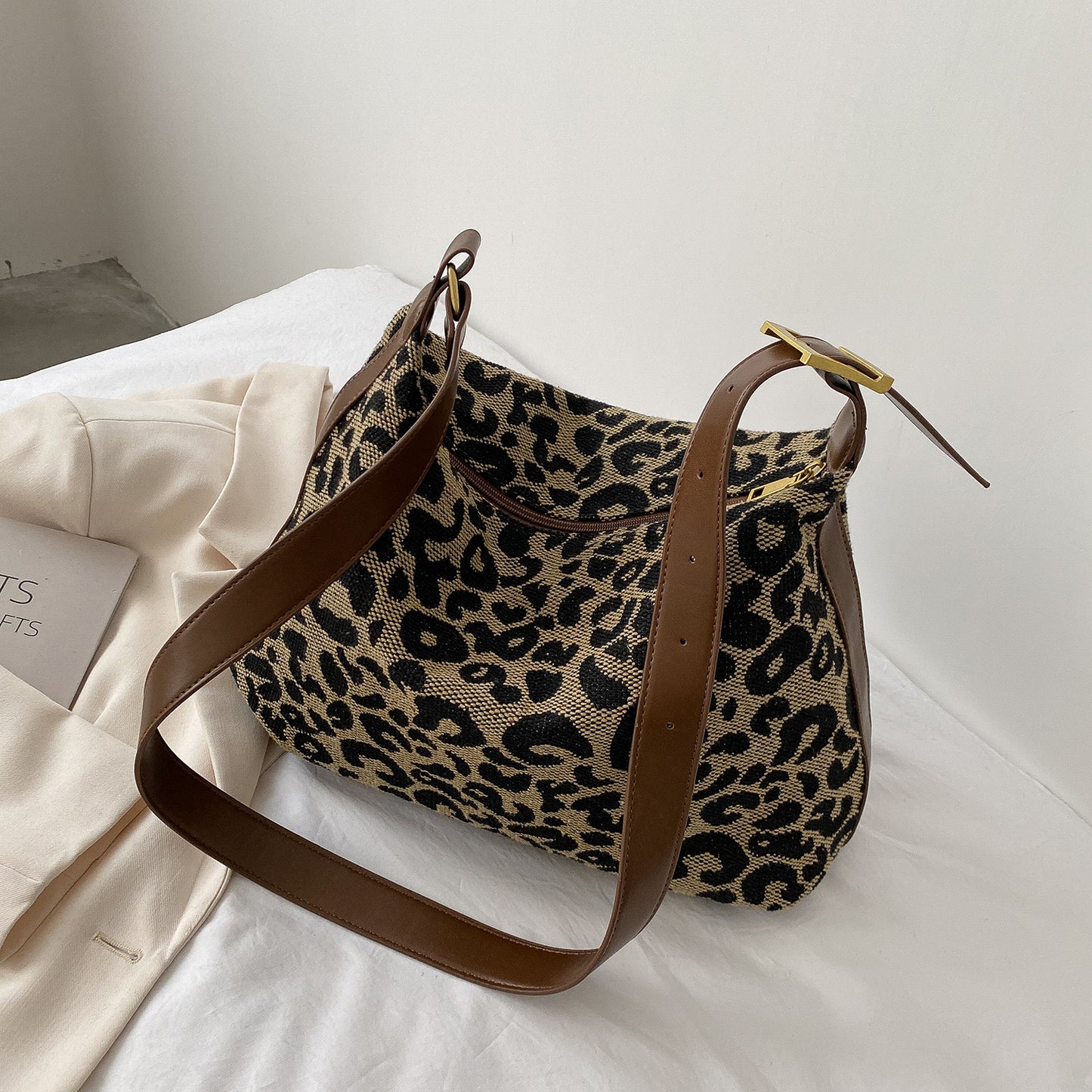 PU Leather Leopard Shoulder Bag