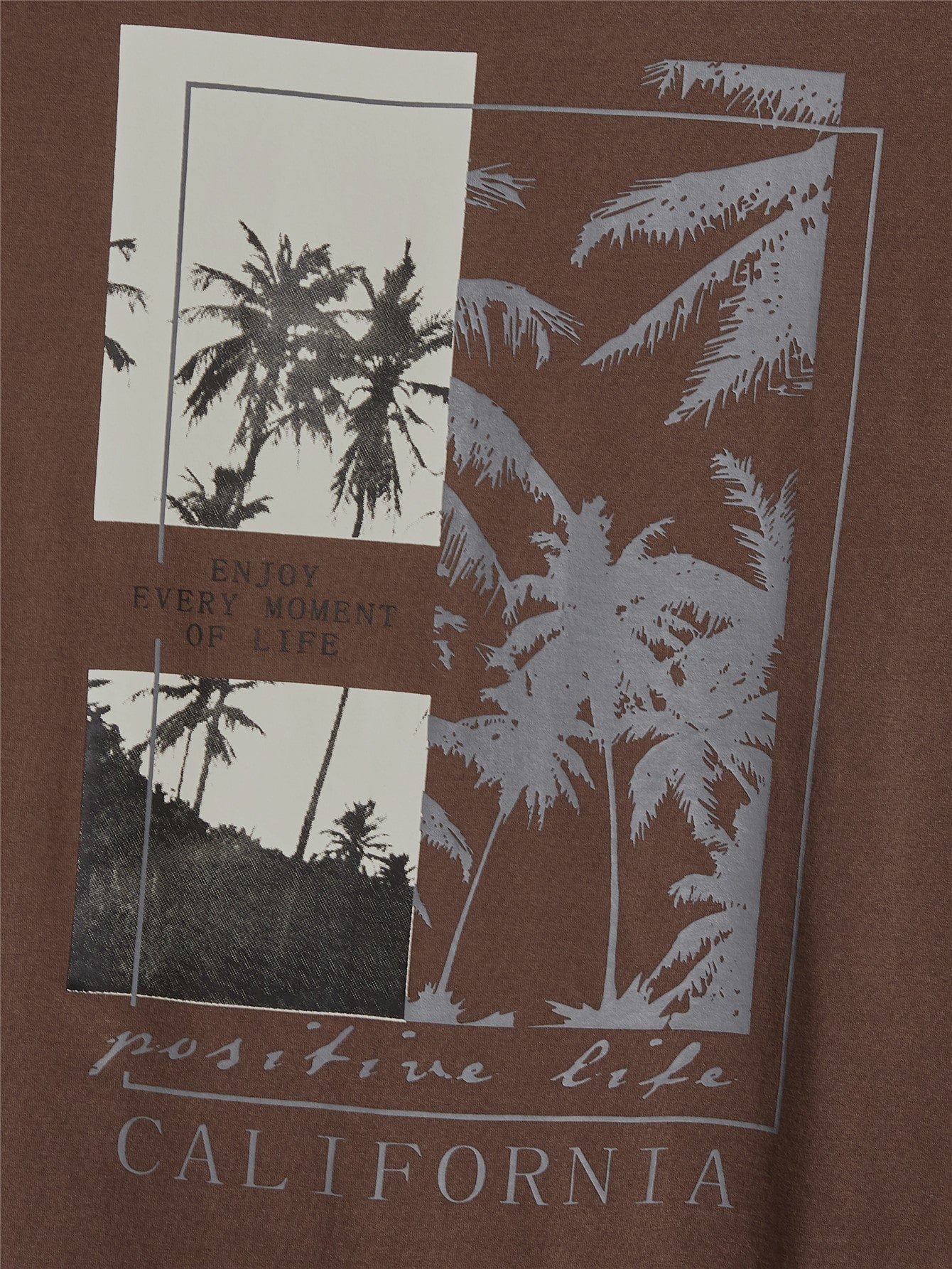 Manfinity RSRT Men Cotton Letter & Palm Tree Print Tee