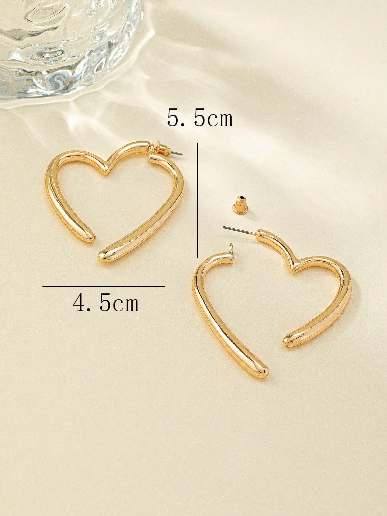 1Pair Fashion Zinc Alloy Heart Design Hoop Earrings for Women for Daily Decoration