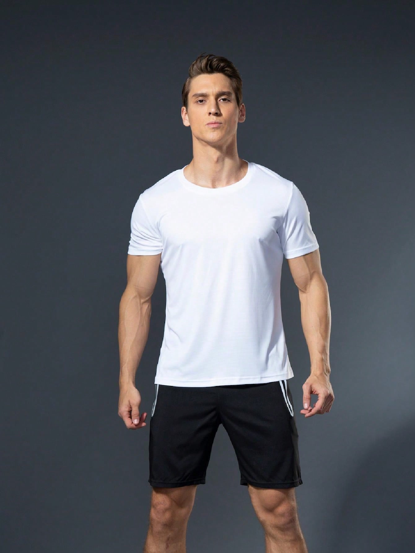 5Pcs/Set Men'S Sports T-Shirts, Running Quick-Dry Short Sleeve Tops, Loose Breathable Fitness Wear, Outdoor Athletic Clothes Gym Clothes Men Basic T Shirt