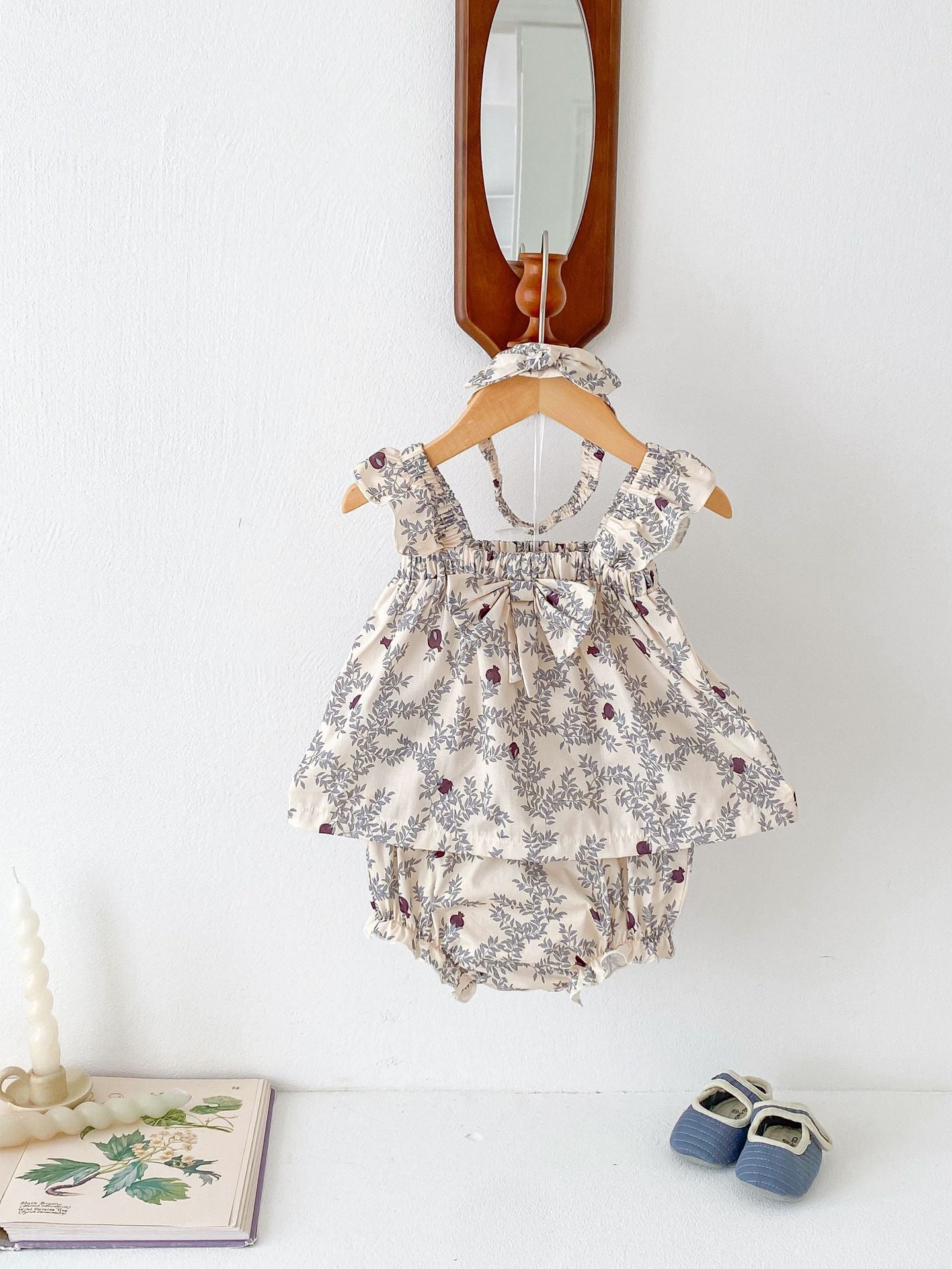 Summer Baby Thin Floral Top Shorts Hair Band 3-piece Set