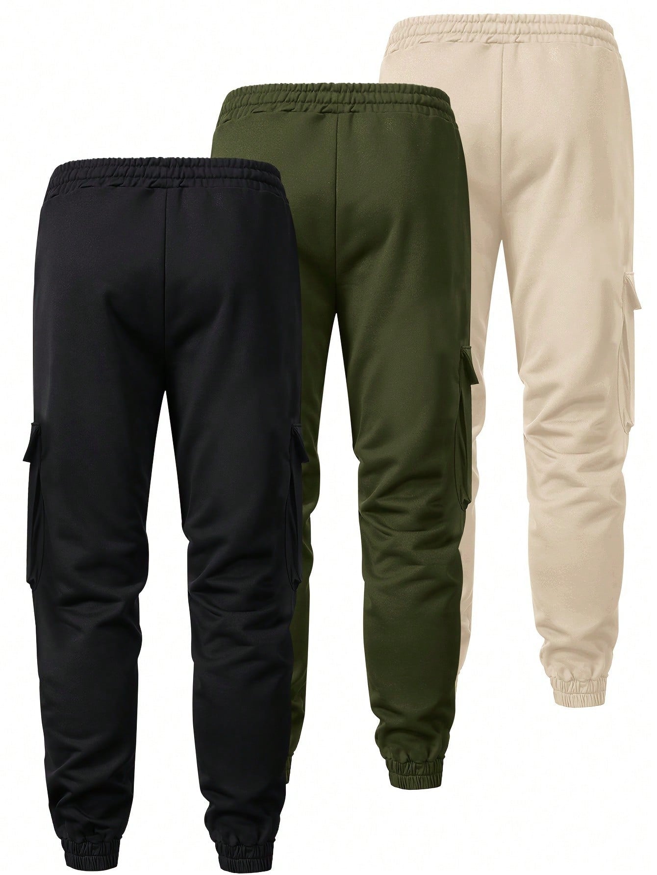 3Pcs/Set Spring and Autumn New Casual Sportswear Men'S Drawstring Waist Cargo Pants