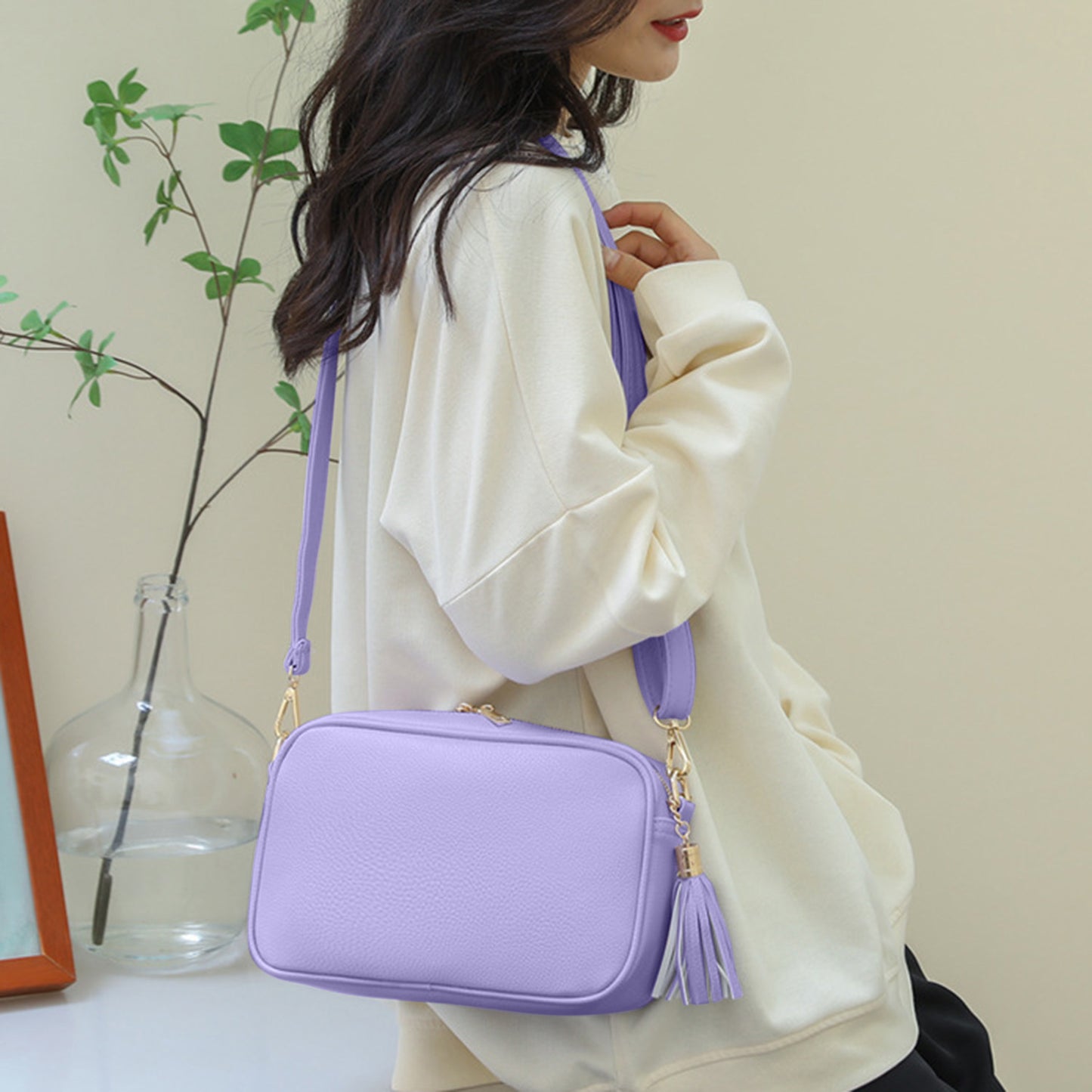 Tassel PU Leather Crossbody Bag