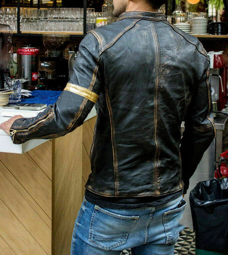 Punk Men'S Motorcycle Leather Jacket