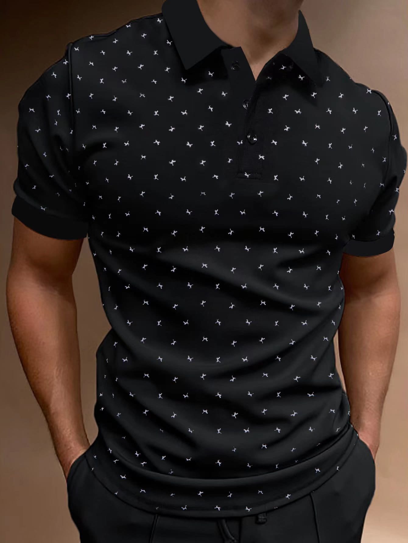 Manfinity Homme Men Allover Print Polo Shirt