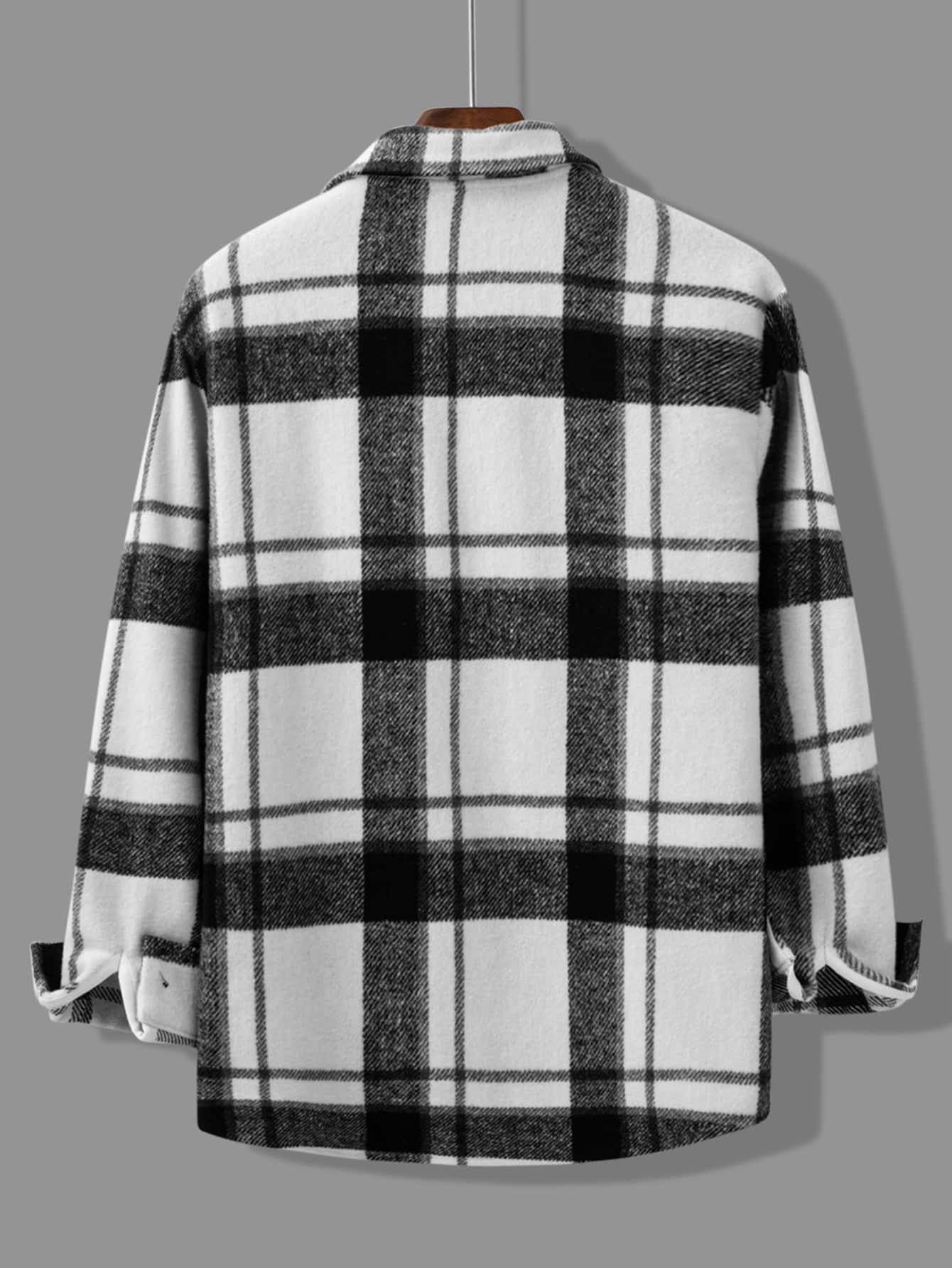 Manfinity Hypemode Men Plaid Print Flap Detail Overcoat without Top